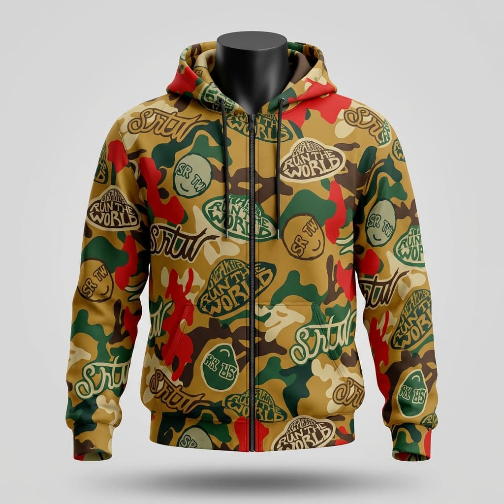 SRTW Camo Zip Hoodie - front